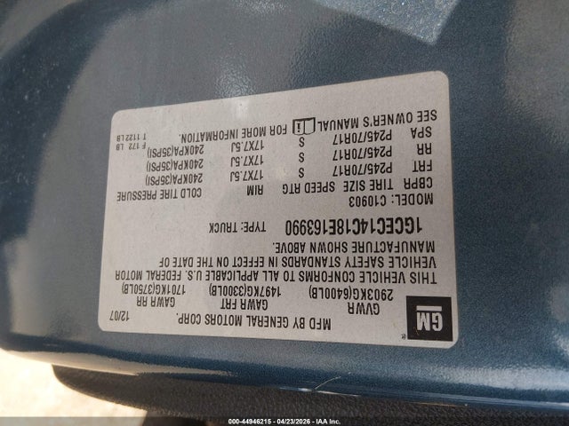 Продаж на аукціоні авто 2008 Chevrolet Silverado 1500 Lt1, vin: 1GCEC14C18E163990, номер лоту: 44946215