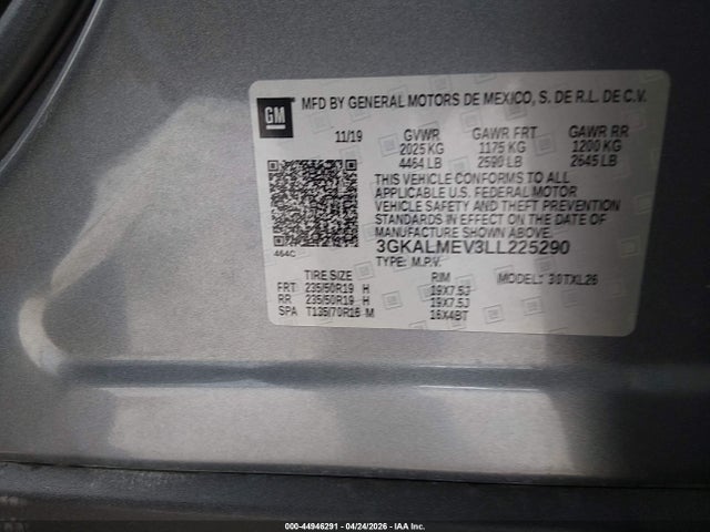 Aukcja sprzedaży 2020 Gmc Terrain Fwd Sle, vin: 3GKALMEV3LL225290, numer aukcji: 44946291