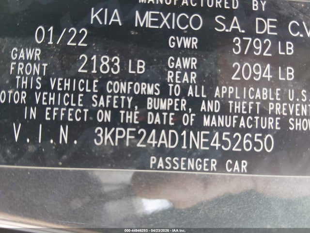KIA Forte Lxs 2022 3KPF24AD1NE452650 Image 9