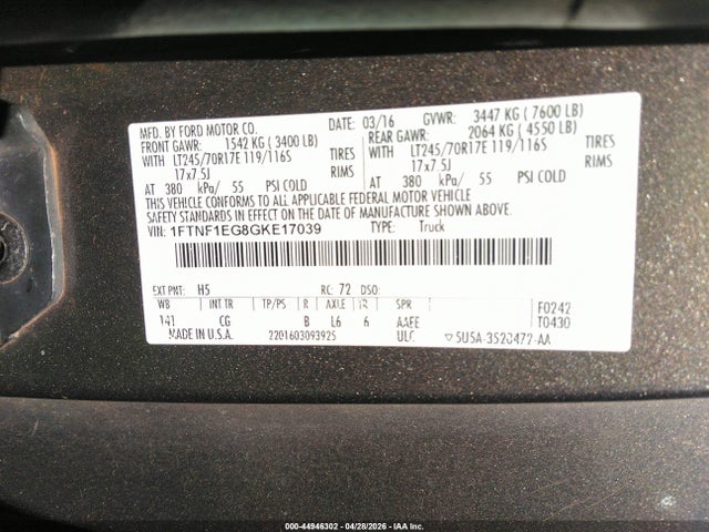 Ford F-150 Xl 2016 1FTNF1EG8GKE17039 Image 9