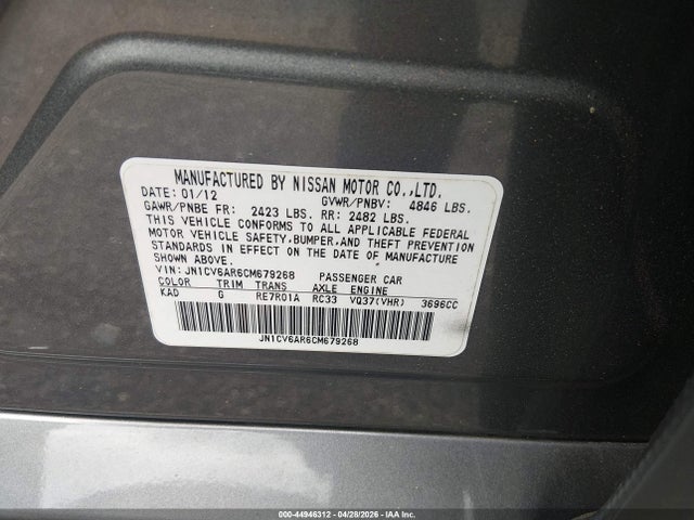 Продажа на аукционе авто 2012 Infiniti G37x, vin: JN1CV6AR6CM679268, номер лота: 44946312