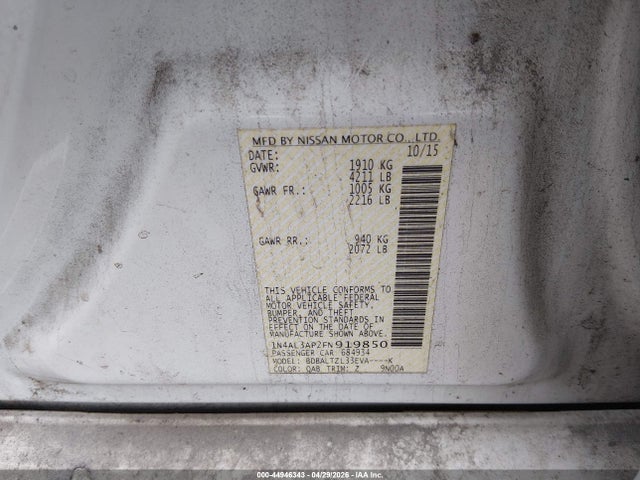 1N4AL3AP2FN919850 Nissan Altima 2.5 Sl