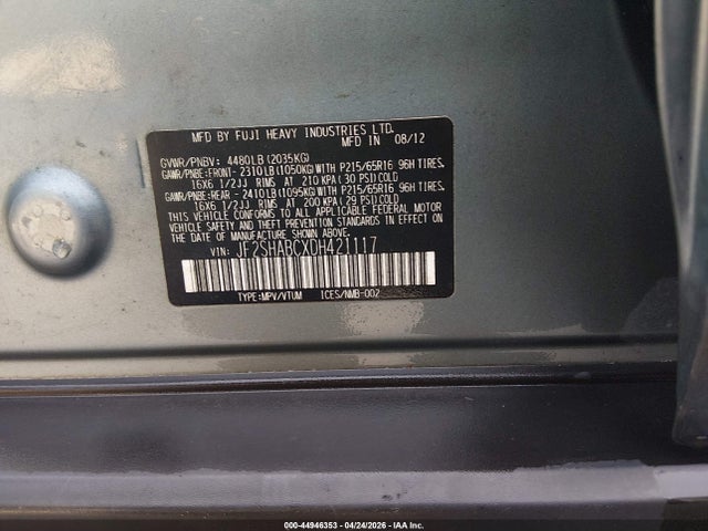 Aukcja sprzedaży 2013 Subaru Forester 2.5x, vin: JF2SHABCXDH421117, numer aukcji: 44946353