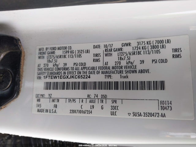 Ford F-150 Xlt 2018 1FTEW1EGXJKC65224 Image 9