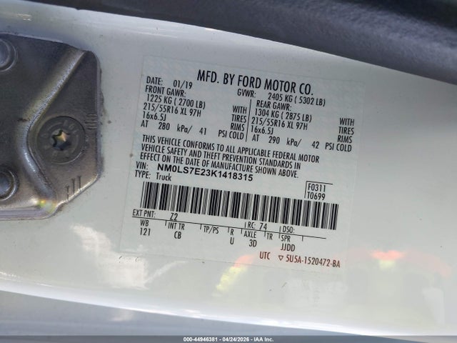 Ford Transit Connect Xl 2019 NM0LS7E23K1418315 Image 9
