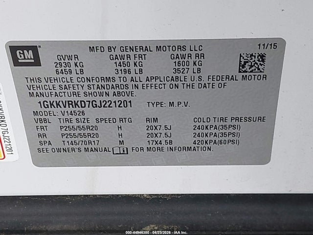 1GKKVRKD7GJ221201 GMC Acadia Slt-1