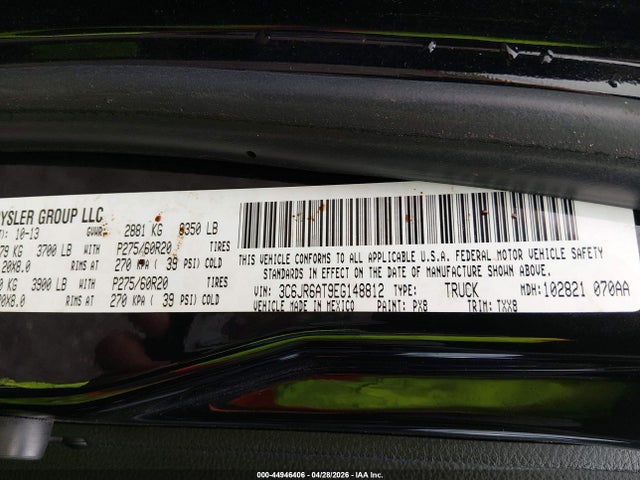 Продаж на аукціоні авто 2014 Ram 1500 Express, vin: 3C6JR6AT9EG148812, номер лоту: 44946406
