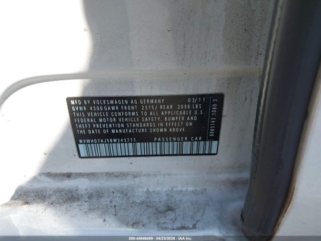 Продаж на аукціоні авто 2011 Volkswagen Gti 4-door, vin: WVWHD7AJ5BW243777, номер лоту: 44946469
