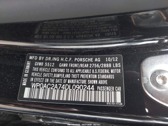 Aukcja sprzedaży 2013 Porsche Panamera Turbo, vin: WP0AC2A74DL090244, numer aukcji: 44946508