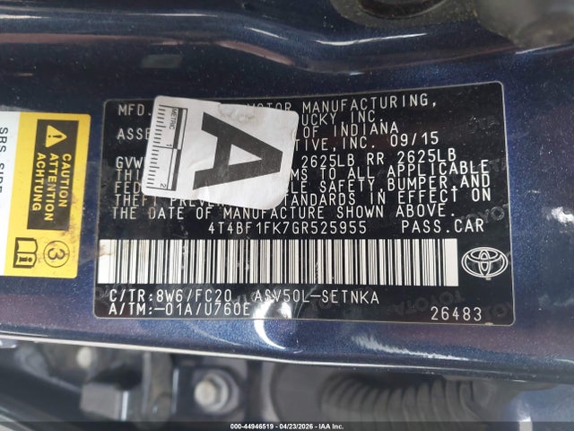 4T4BF1FK7GR525955 Toyota CAMRY LE