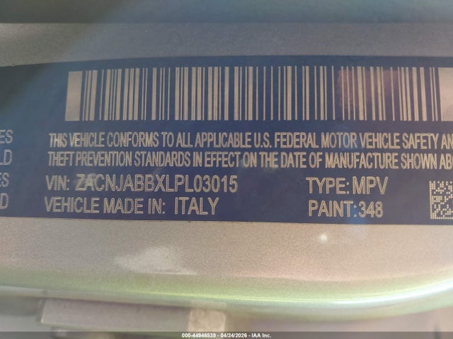 44946539 :رقم المزاد ، ZACNJABBXLPL03015 vin ، 2020 Jeep Renegade Latitude Fwd مزاد بيع