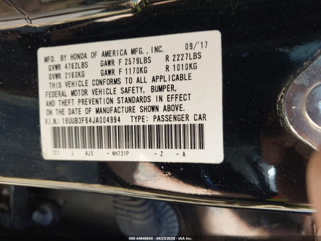 Продаж на аукціоні авто 2018 Acura Tlx Tech   A-spec Pkgs, vin: 19UUB3F64JA004994, номер лоту: 44946540