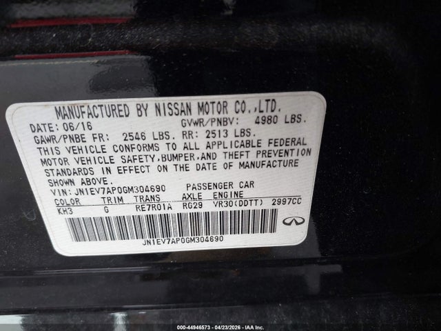 Продажа на аукционе авто 2016 Infiniti Q50 3.0t Premium, vin: JN1EV7AP0GM304690, номер лота: 44946573