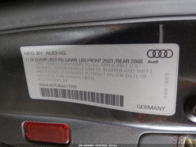 Aukcja sprzedaży 2019 Audi S5 3.0t Premium, vin: WAUC4CF53KA017763, numer aukcji: 44946606