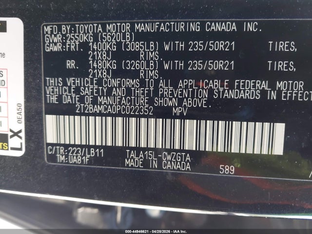Продаж на аукціоні авто 2023 Lexus Rx 350 Premium Plus, vin: 2T2BAMCA0PC022352, номер лоту: 44946621