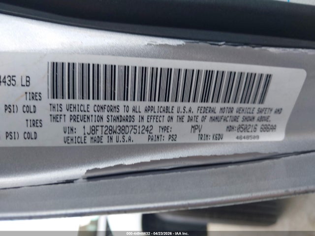 44946632 :رقم المزاد ، 1J8FT28W38D751242 vin ، 2008 Jeep Patriot Sport مزاد بيع