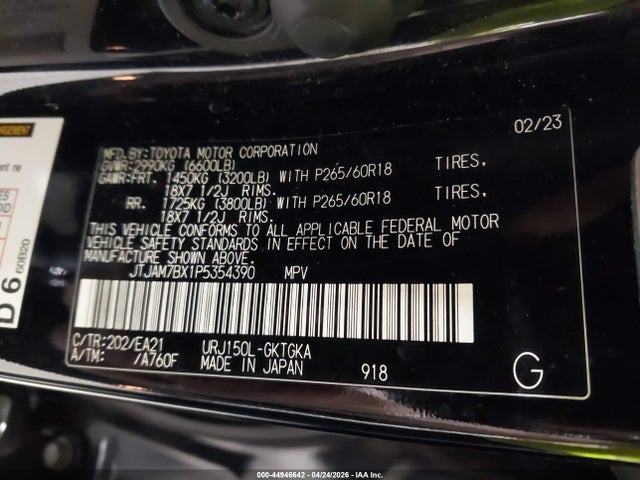 Продажа на аукционе авто 2023 Lexus Gx 460 Premium, vin: JTJAM7BX1P5354390, номер лота: 44946642