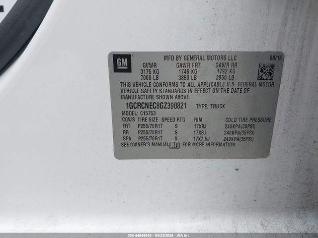 Chevrolet Silverado 1500 Wt 2016 1GCRCNEC8GZ390821 Image 9