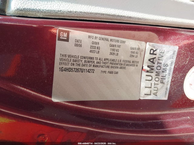 44946714 :رقم المزاد ، 1G4HD57267U114272 vin ، 2007 Buick Lucerne Cxl مزاد بيع
