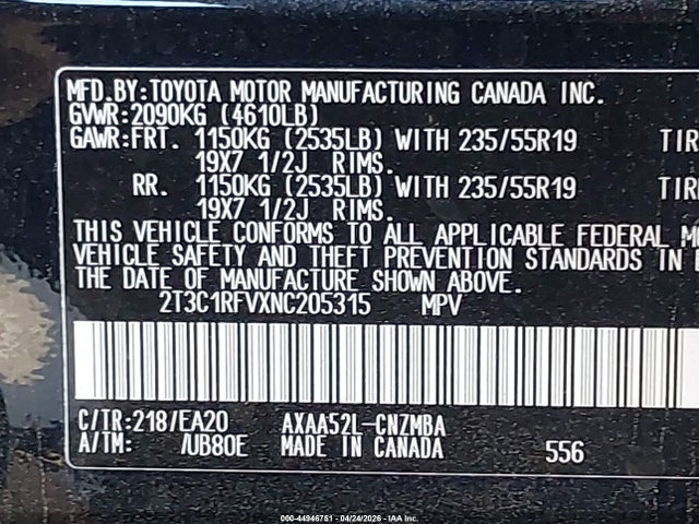 Toyota Rav4 Xle Premium 2022 2T3C1RFVXNC205315 Image 9