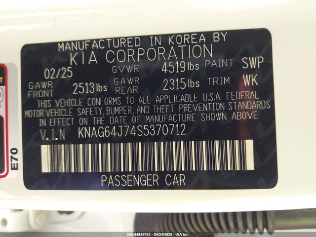 KNAG64J74S5370712 KIA K5 Gt-line