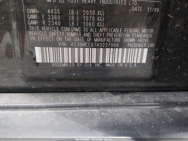 Продаж на аукціоні авто 2010 Subaru Legacy 2.5i Premium, vin: 4S3BMCC67A3227068, номер лоту: 44946863