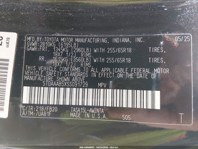 Toyota Grand Highlander Le 2025 5TDAAAB5XSS091729 Image 9