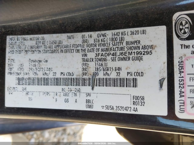 Aukcja sprzedaży 2014 Ford Fiesta Se, vin: 3FADP4EJ6EM199295, numer aukcji: 44947038