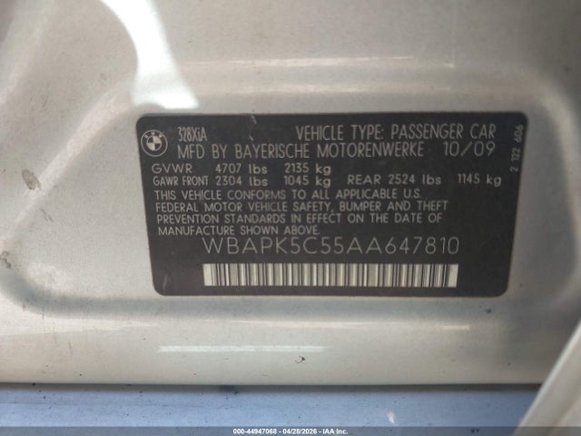 Продаж на аукціоні авто 2010 Bmw 328i Xdrive, vin: WBAPK5C55AA647810, номер лоту: 44947068