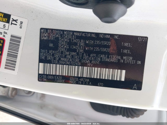 Aukcja sprzedaży 2022 Toyota Highlander Xse, vin: 5TDLZRAH3NS102408, numer aukcji: 44947085