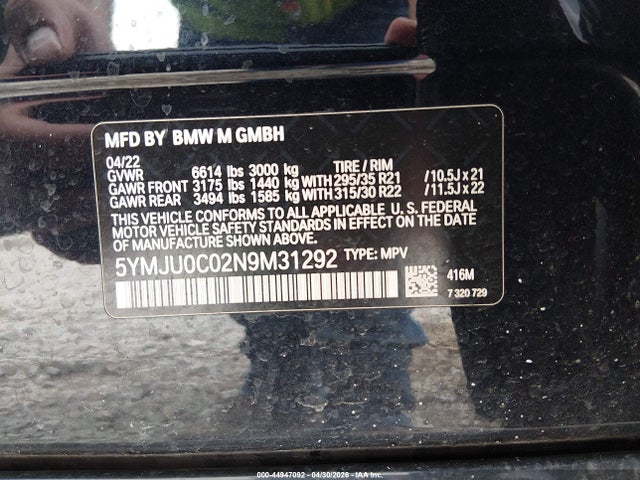 BMW X5 M 2022 5YMJU0C02N9M31292 Image 9