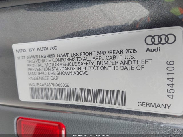 Aukcja sprzedaży 2023 Audi A4 Premium Plus 45 Tfsi S Line Quattro S Tronic, vin: WAUEAAF48PN008358, numer aukcji: 44947132