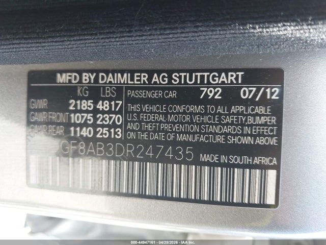 Продаж на аукціоні авто 2013 Mercedes-benz C 300 Sport 4matic, vin: WDDGF8AB3DR247435, номер лоту: 44947161