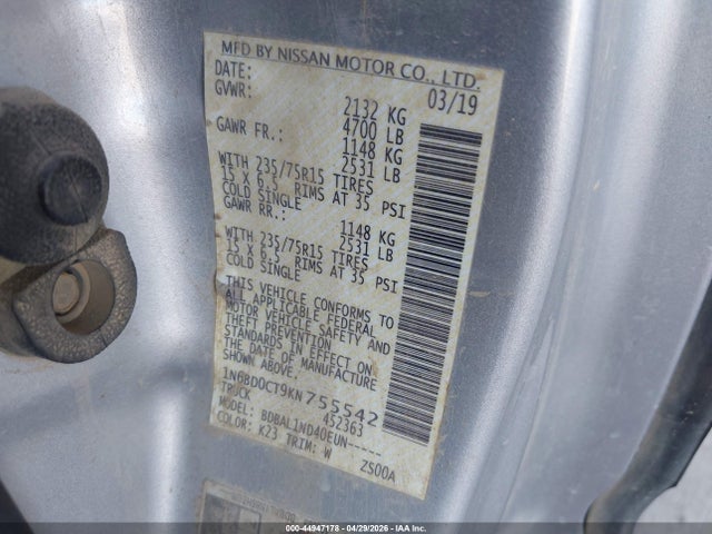 Nissan FRONTIER S 2019 1N6BD0CT9KN755542 Image 9