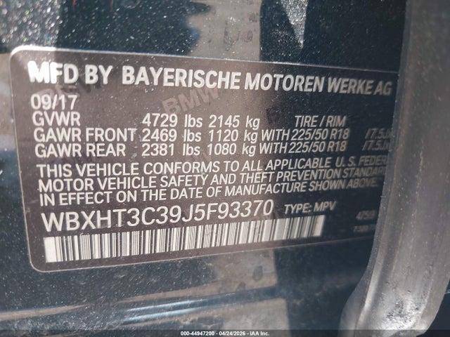 Aukcja sprzedaży 2018 Bmw X1 Xdrive28i, vin: WBXHT3C39J5F93370, numer aukcji: 44947200