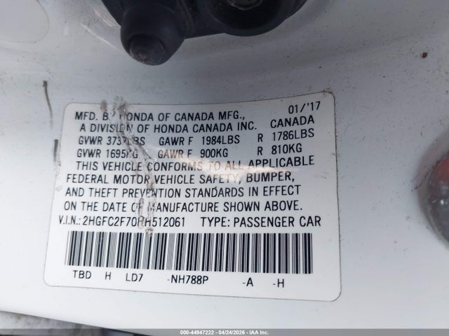 Honda CIVIC EX 2017 2HGFC2F70HH512061 Image 9
