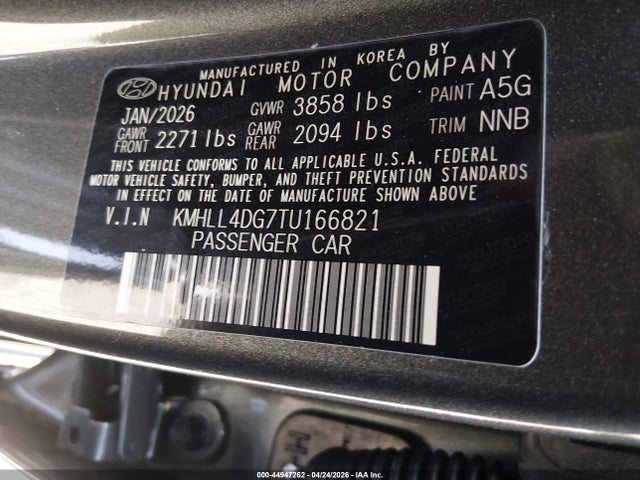 Продаж на аукціоні авто 2026 Hyundai Elantra Se, vin: KMHLL4DG7TU166821, номер лоту: 44947262