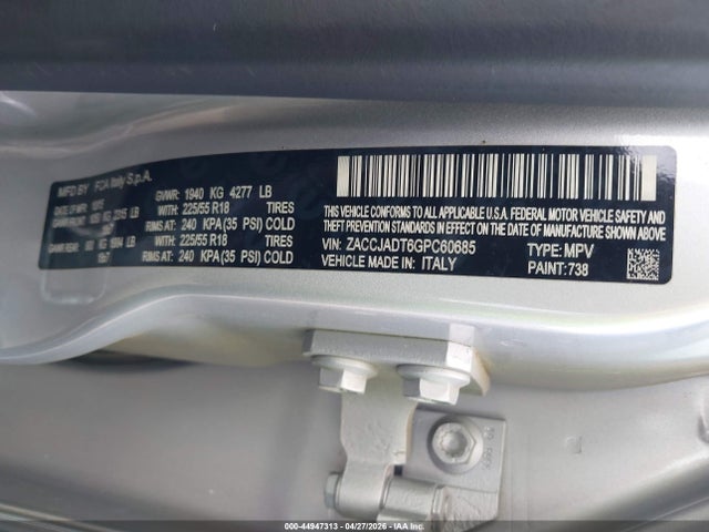 44947313 :رقم المزاد ، ZACCJADT6GPC60685 vin ، 2016 Jeep Renegade Limited مزاد بيع