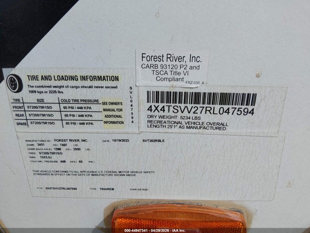 Forest River Surveyor 2024 4X4TSVV27RL047594 Image 9