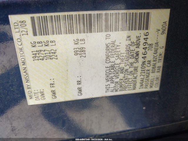 44947349 :رقم المزاد ، 1N4AL21E09N464946 vin ، 2009 Nissan Altima 2.5 S مزاد بيع
