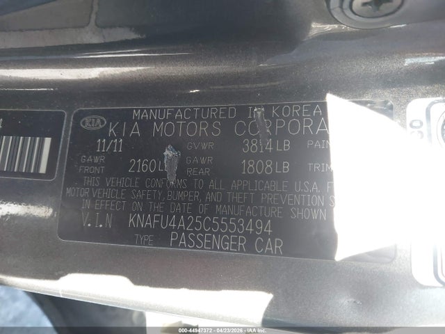 2012 Kia Forte Ex მანქანა იყიდება აუქციონზე, vin: KNAFU4A25C5553494, აუქციონის ნომერი: 44947372