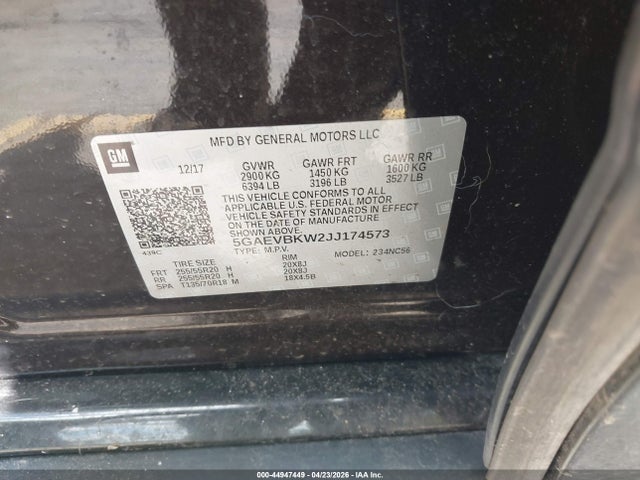2018 Buick Enclave Premium მანქანა იყიდება აუქციონზე, vin: 5GAEVBKW2JJ174573, აუქციონის ნომერი: 44947449