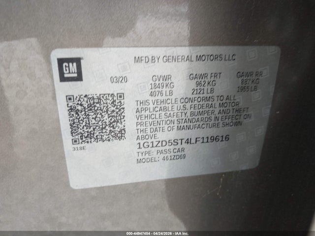 Продаж на аукціоні авто 2020 Chevrolet Malibu Fwd Lt, vin: 1G1ZD5ST4LF119616, номер лоту: 44947454