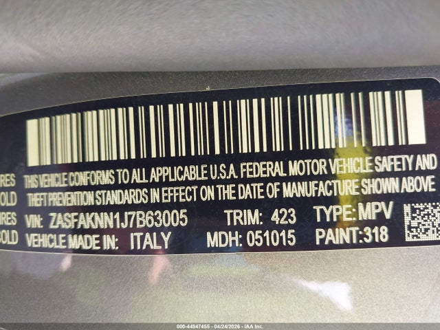 Aukcja sprzedaży 2018 Alfa Romeo Stelvio Ti Sport Awd, vin: ZASFAKNN1J7B63005, numer aukcji: 44947455