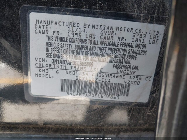 3N1AB7AP0EL695869 Nissan SENTRA SV