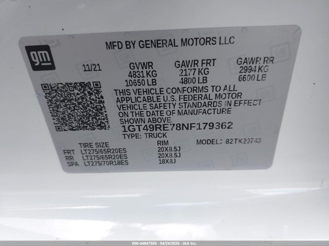 Продажа на аукционе авто 2022 Gmc Sierra 2500hd 4wd  Standard Bed Denali, vin: 1GT49RE78NF179362, номер лота: 44947505