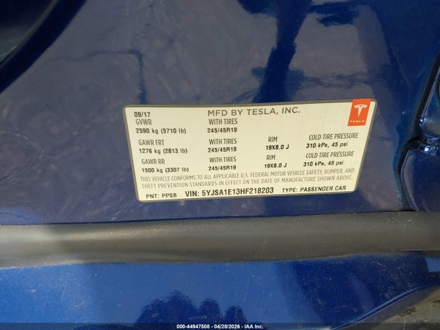 Aukcja sprzedaży 2017 Tesla Model S 60/75, vin: 5YJSA1E13HF218203, numer aukcji: 44947508