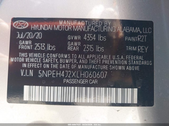 5NPEH4J2XLH060607 Hyundai Sonata Limited