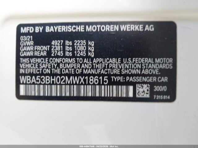 BMW 530I 2021 WBA53BH02MWX18615 Image 9
