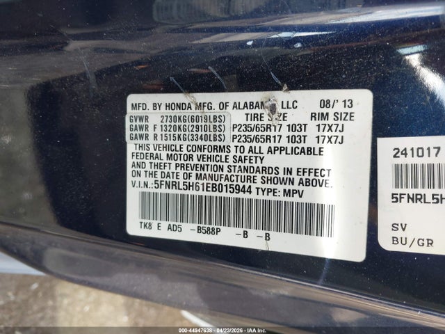 Honda Odyssey Ex-l 2014 5FNRL5H61EB015944 Image 9
